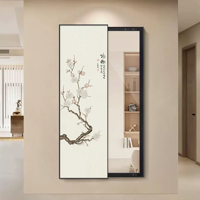 隐藏式全身镜挂画玄关遮挡可推拉穿衣镜创意隐形试衣镜可关闭镜子