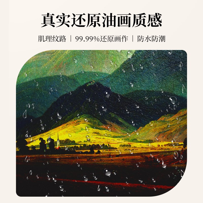 美式客厅装饰画背有靠山风景山水三联画欧式沙发背景墙纯手绘油画