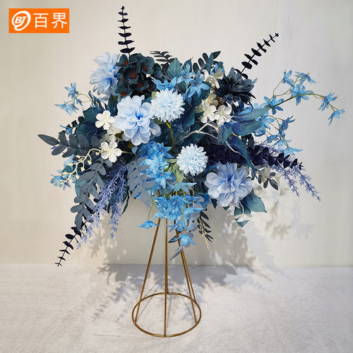 百界婚庆路引花新款铁艺婚庆布置装饰道具桌花花器T台路引插花架