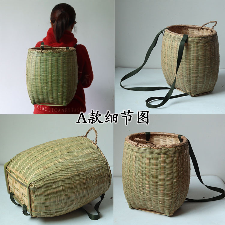 湘西纯手工竹编背篓可背竹筐小号大号蘑菇筐儿童成人背篓采茶背篼