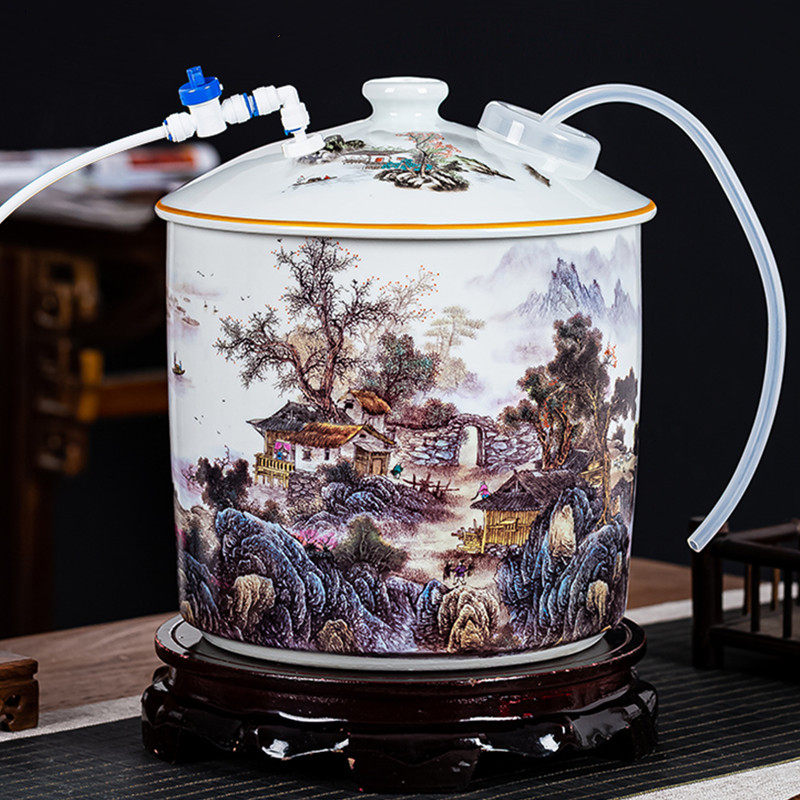 陶瓷饮水机带浮球全自动上水器高端功夫茶桶家用纯净水下置水桶5L