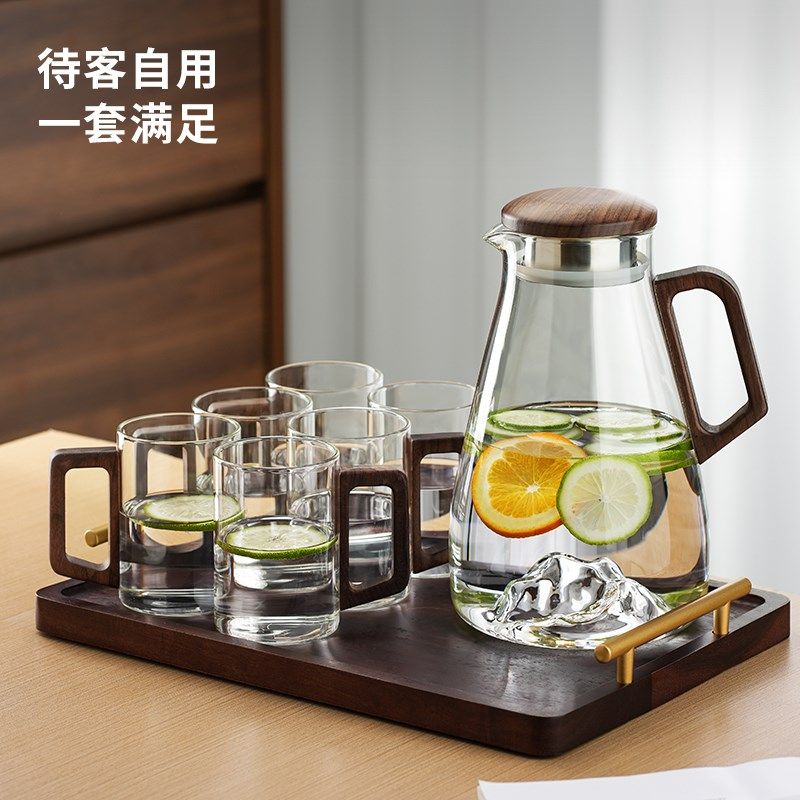冷水壶水具套装耐高温家用夏待客玻璃杯喝水杯子大容量牛奶凉水壶