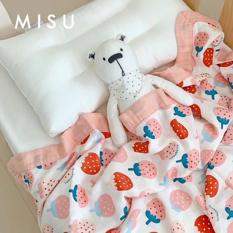 米苏儿童纱布盖毯竹纤维毛巾被卡通午睡毯幼儿园空调被宝宝夏凉被