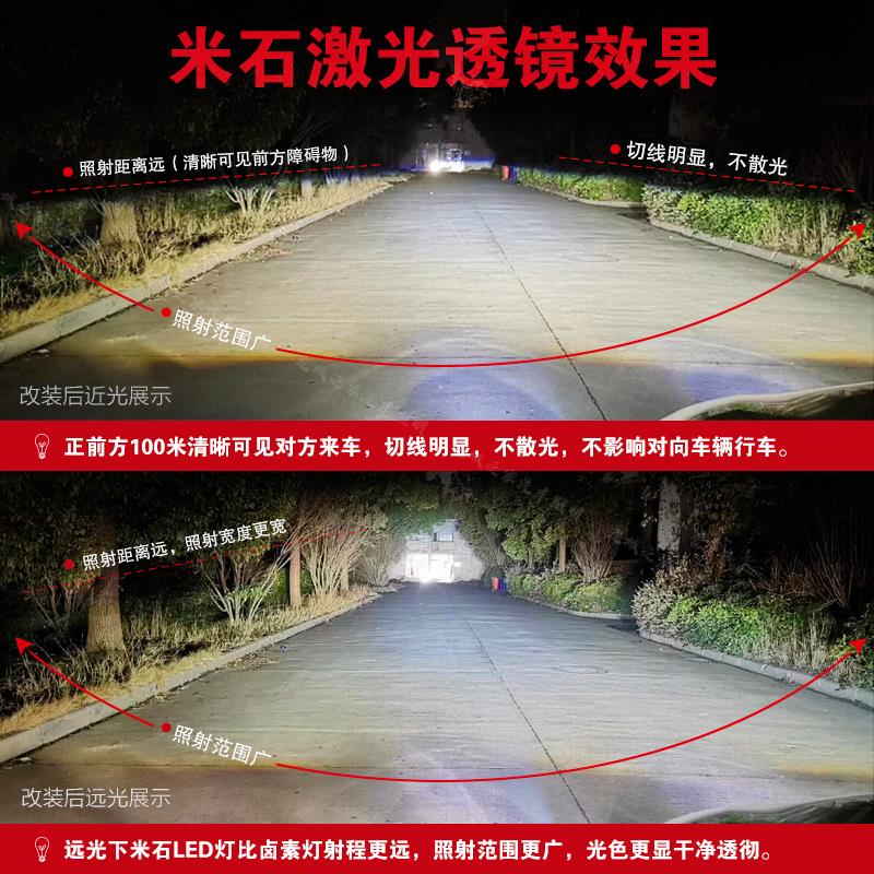 米石LED激光大灯双光透镜 龙城之家汽车照明车灯升级改装灯包安装
