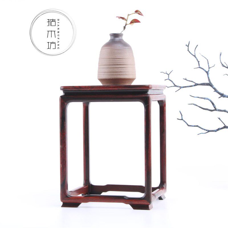 红酸枝高低明式博古架 木雕工艺品展示架多宝格花盆景花架底座