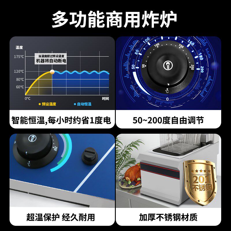 电炸锅商用电炸炉汉堡店专用油炸锅台式双缸自动控温炸鸡炸薯条