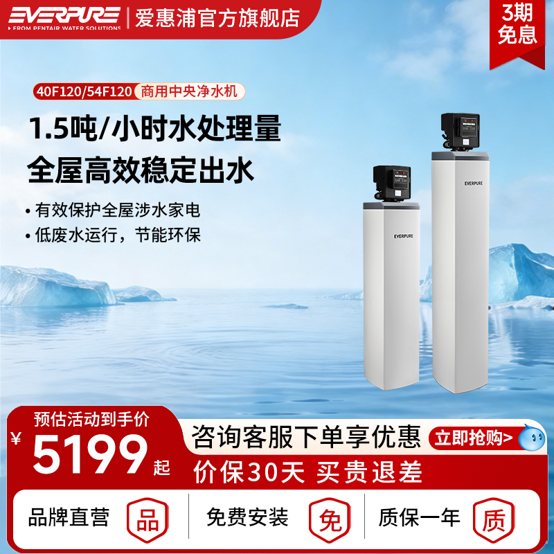 爱惠浦商用净水器全家大流量过滤器智能双控净水机40F120/54F120