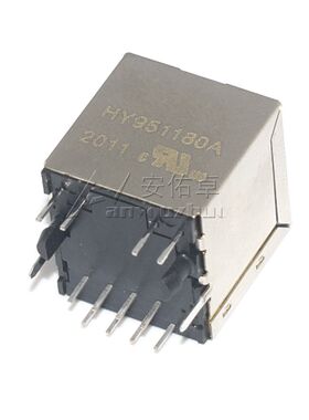 原装 HY951180A 直立RJ45插座 100Base-T WiFi网络连接器 带LED灯