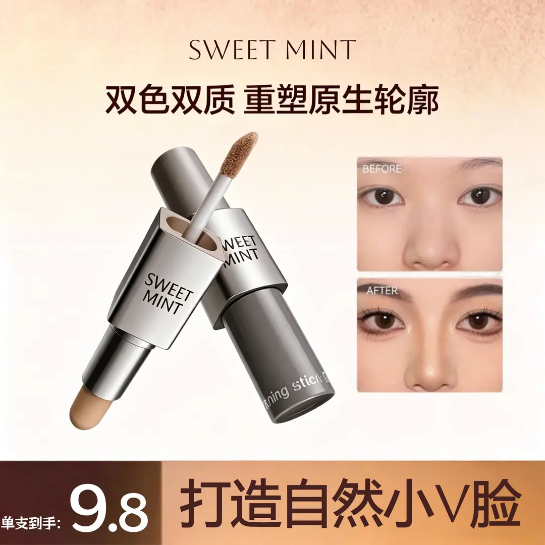 SweetMint双效修容棒立体修饰鼻梁阴影轮廓修容液打造自然小V脸