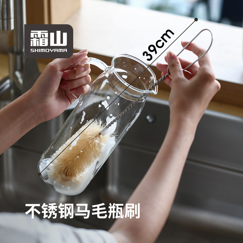 霜山马毛刷杯刷不锈钢长柄清洁家用玻璃瓶酒杯刷奶瓶刷洗杯子工具