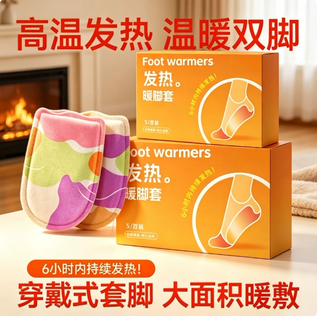 【拍一发10双】发热暖脚套艾灸贴发热贴热敷草本植萃脚底暖足贴oo