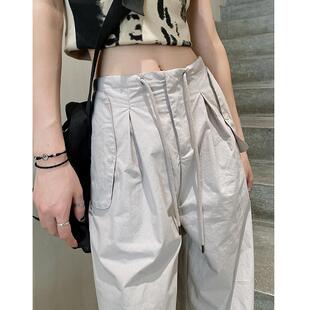 美式速干工装裤女春夏薄款小个子宽松直筒阔腿裤女休闲运动裤长裤