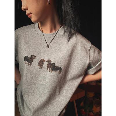 PII Dachshunds! 腊肠狗狗们复古美式重磅短袖T恤280g 中性