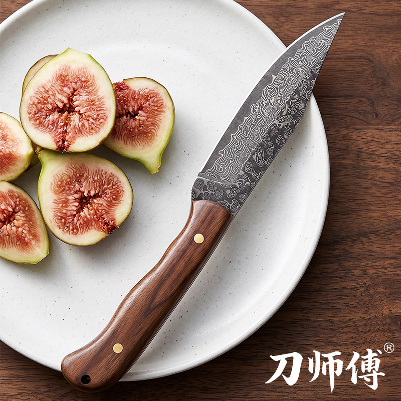 大马士革钢厨房瓜果便携家用小刀削皮刀多功能锋利水果刀
