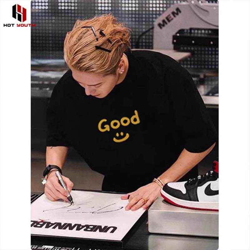 香港潮牌王嘉尔同款美式短袖男纯棉百搭夏季宽松圆领T恤半袖上衣