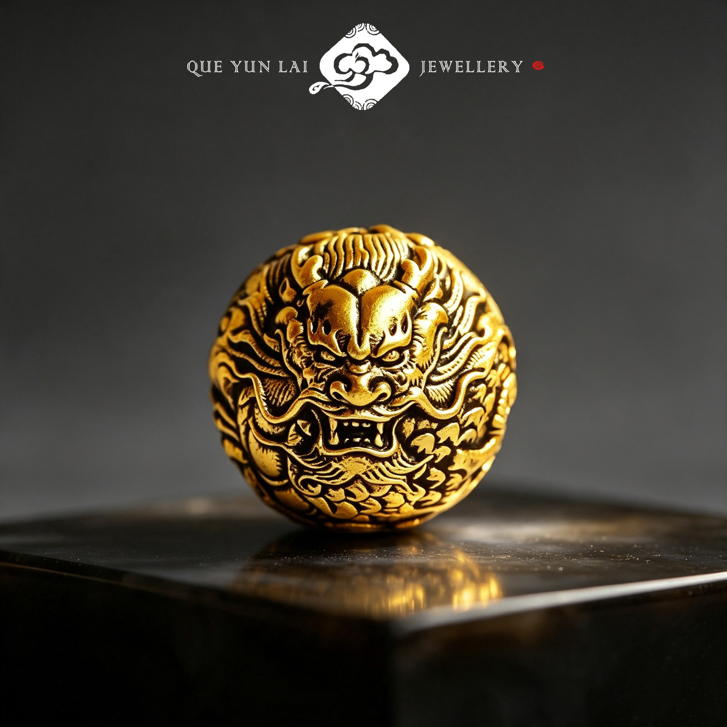 雀云来999足金龙珠隔珠古法黄金转运圆珠多宝手串生肖龙文玩配饰