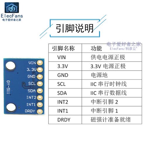 LSM303DLHC三轴电子罗盘指南针陀螺仪加速度角度传感器模块GY-511