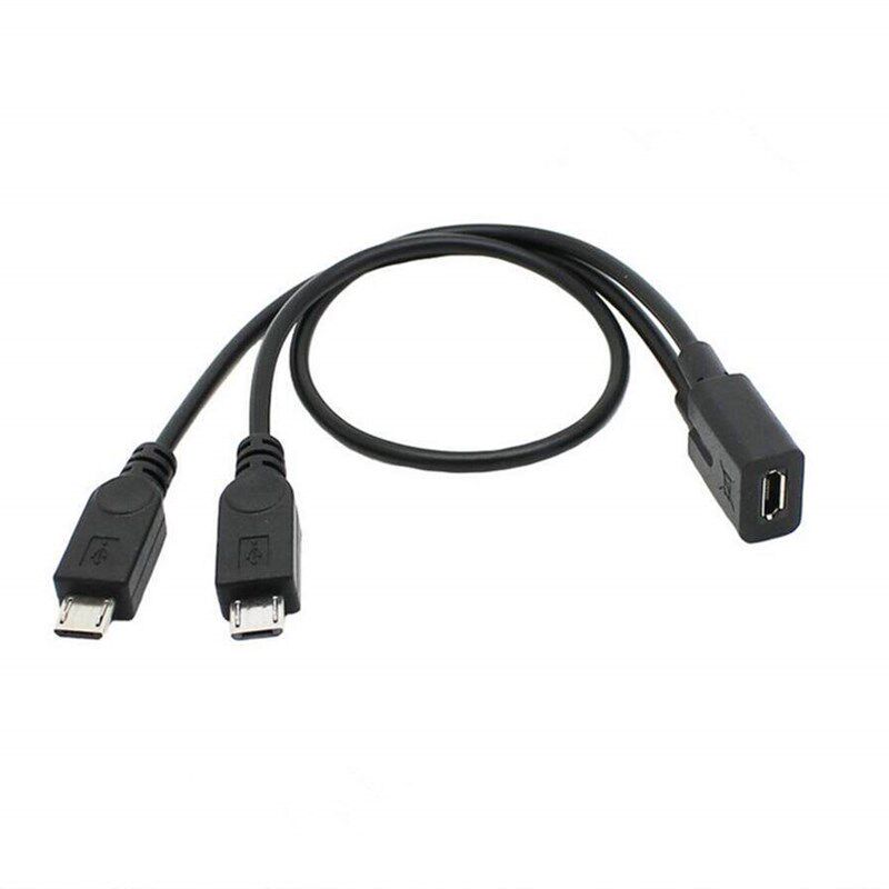 安卓 Micro USB 一分二v8母转两公Microusb转接线 USB公母1分2