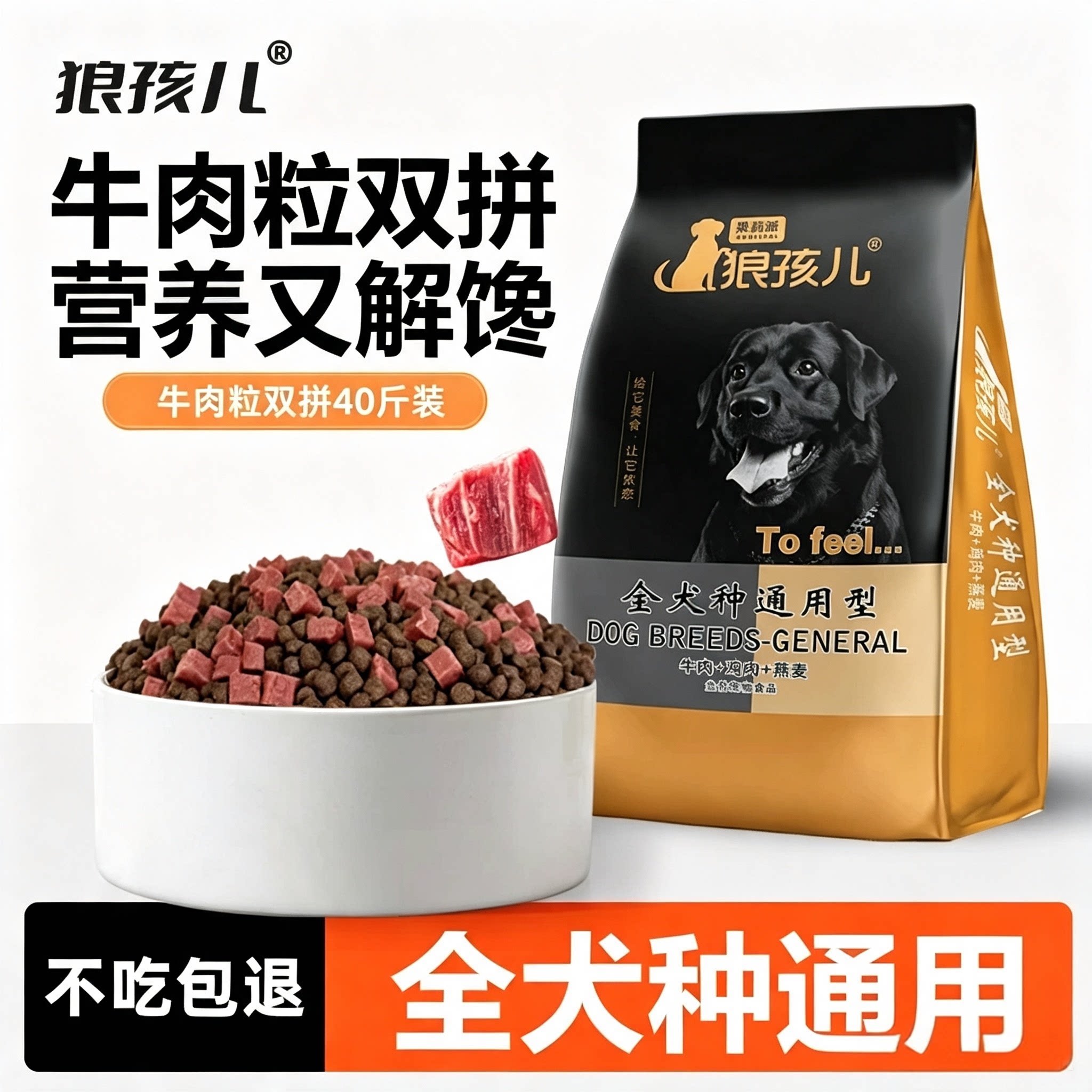 狼孩儿通用成幼犬粮40斤大袋