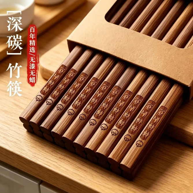 【下单立减50】深度高温碳化楠竹筷子高档家用天然楠竹筷防霉HX