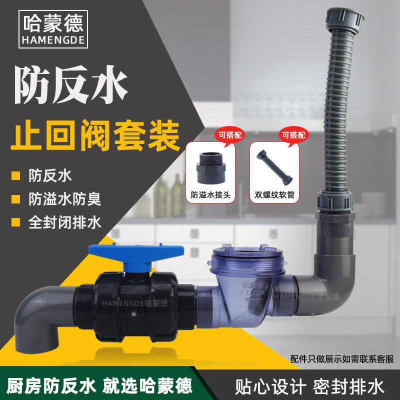 哈蒙德防反水止逆阀厨房PVC止回阀单向阀水排水管下水道逆止阀 50