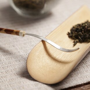 纯银红湘妃竹茶拨 斑竹茶勺茶匙茶则茶铲茶扒 功夫茶具茶道零配