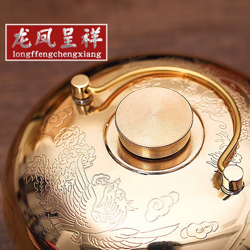铜火铳结婚手炉火炉老式脚炉火囱嫁妆新娘陪嫁乔迁新居摆件铜旺盆