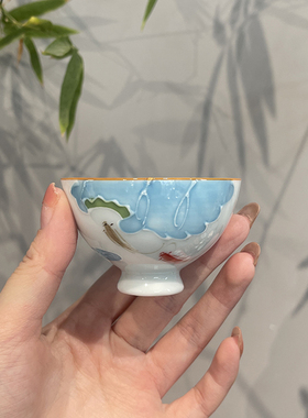 惊蛰 纯手绘浮雕沉香杯白瓷茶杯陶瓷个人杯功夫茶具品茗杯主人杯
