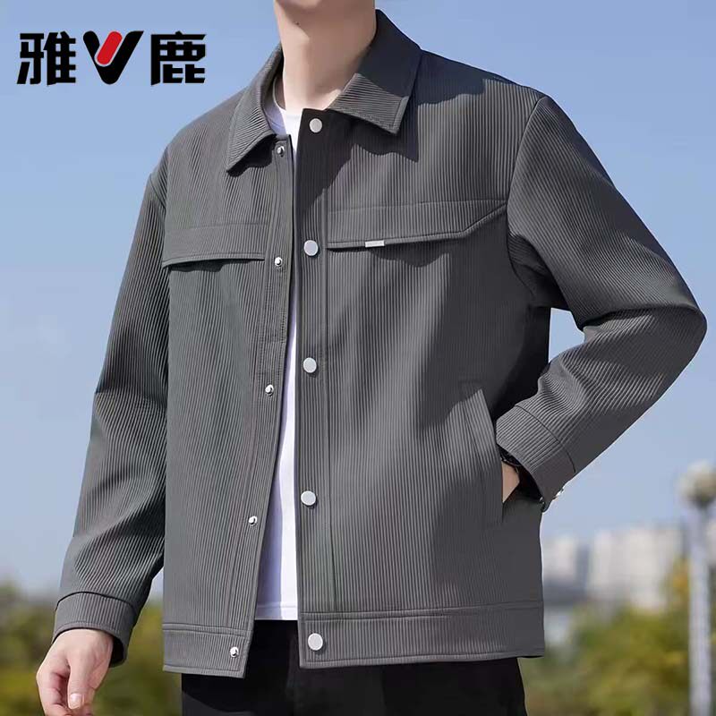雅鹿秋季新款男士户外休闲翻领夹夹克