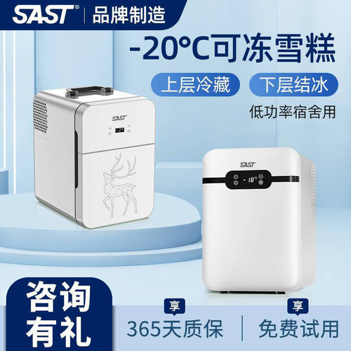 SAST小型10L迷你车载冰箱制冷学生宿舍化妆品冷藏箱车家两用现货