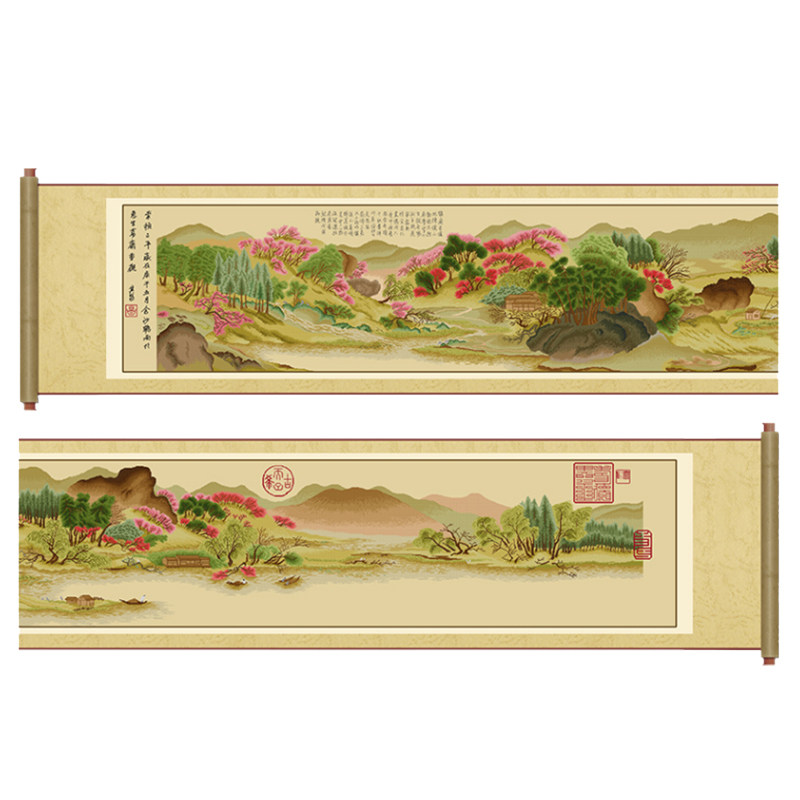 2025年新品线绣十字绣手工故宫山春晓名画收藏客厅自己大溪绣画图