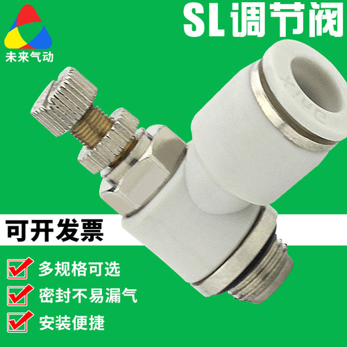 气管快插调速接头节流阀JSC气缸调速阀SL6-m5/8-02气动流量调节阀