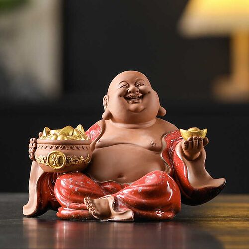 中式精品陶瓷大肚弥勒佛笑佛摆件创意家居玄关办公室桌面装饰摆设