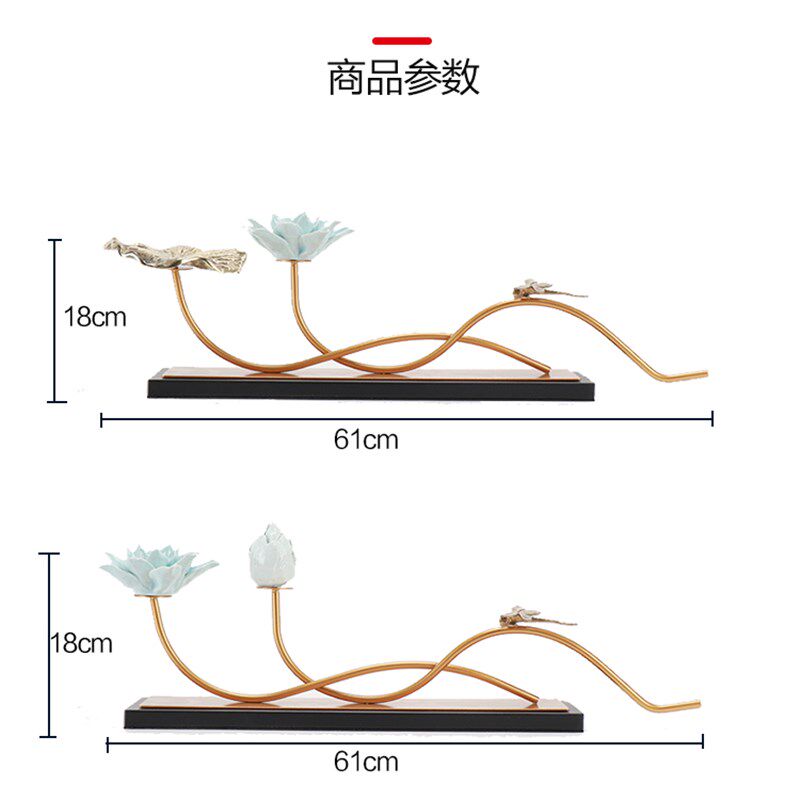新中式铜饰荷花莲花摆件金属工艺品家居客厅电视柜玄关装饰装饰品