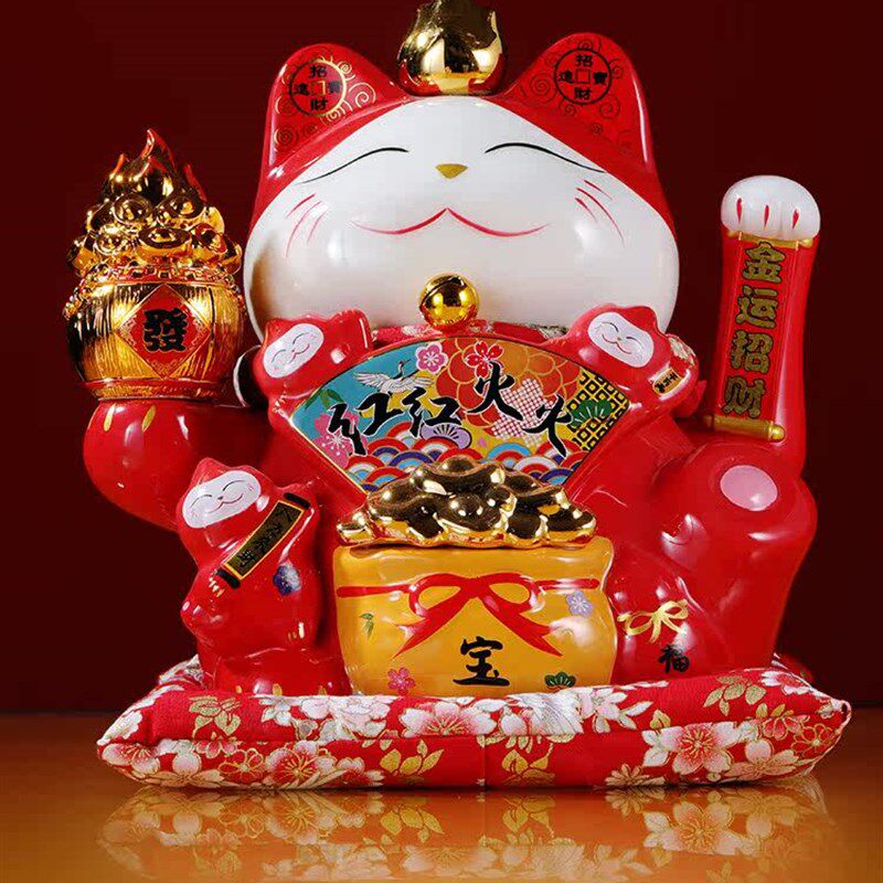 招财猫红红火火电动摇手居家纳福装饰器办公店铺前台开业旺财礼物