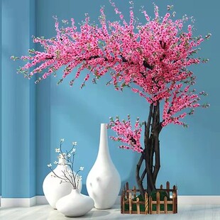 仿真桃花树梅花树大型植物仿真樱花树客厅室内摆件许愿树假花装饰