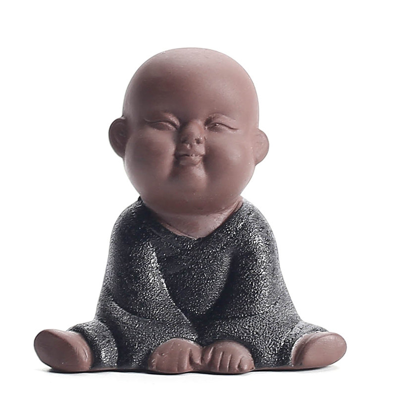 可爱小花宠花盆配件桌面迷你摆件陶瓷泥人和尚微景观盆景造景装饰