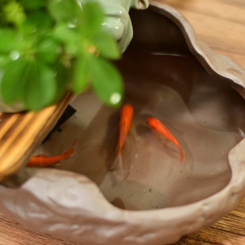 中式家居招财风水轮鱼缸假山流水喷泉摆件加湿器装饰玄关氛围台灯