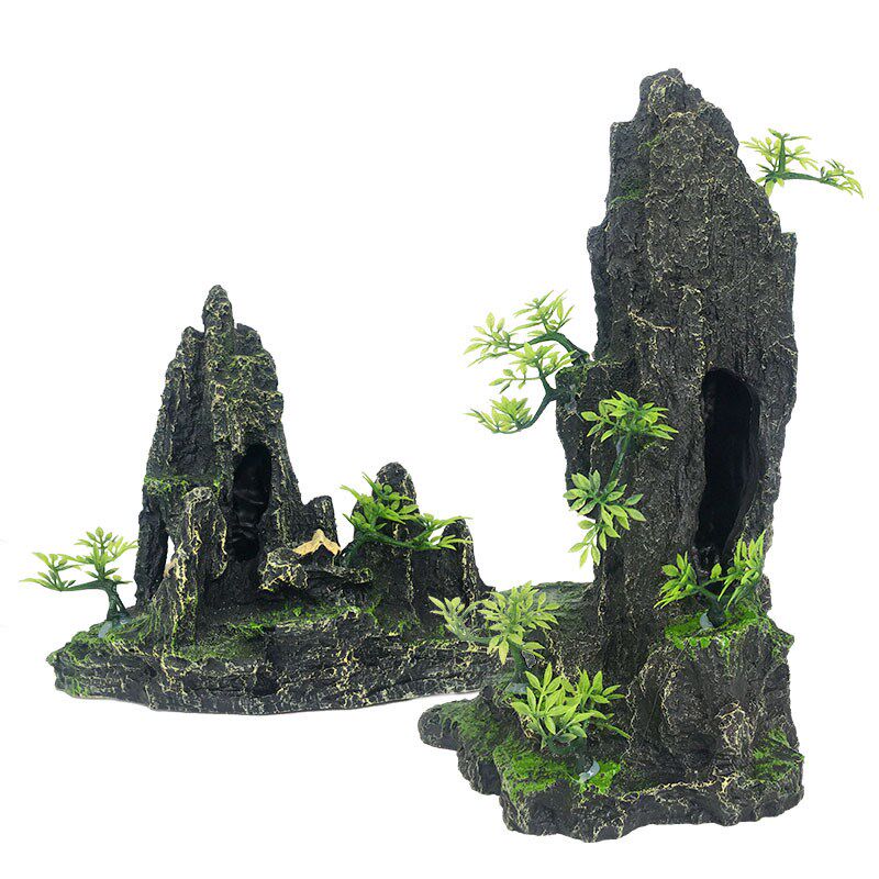 鱼缸造景仿真假山套餐装饰水草石头小摆件小型水族布景内饰躲避洞