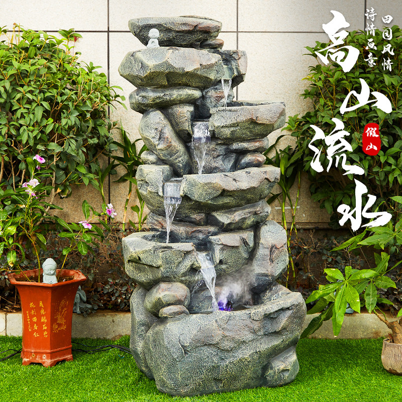 欧式仿石假山流水生财喷泉摆件户外阳台花园庭院循环水池落地景观