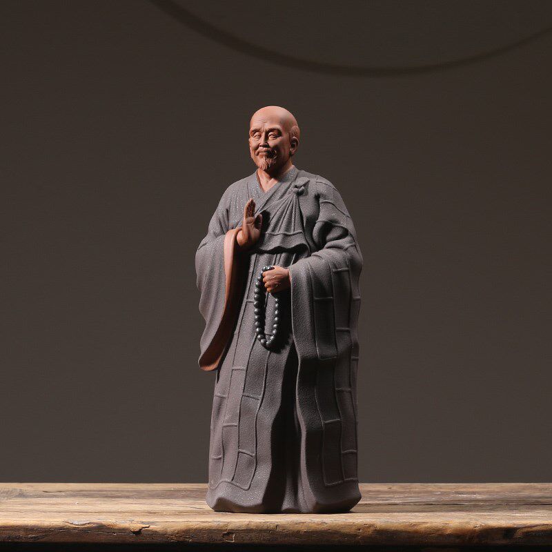 弘一法师李叔同茶室禅意摆件紫砂历史人物雕塑艺术品站像工艺品