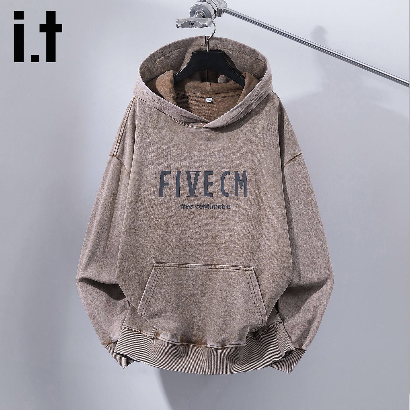 itFIVECM男款大码连帽套头卫衣