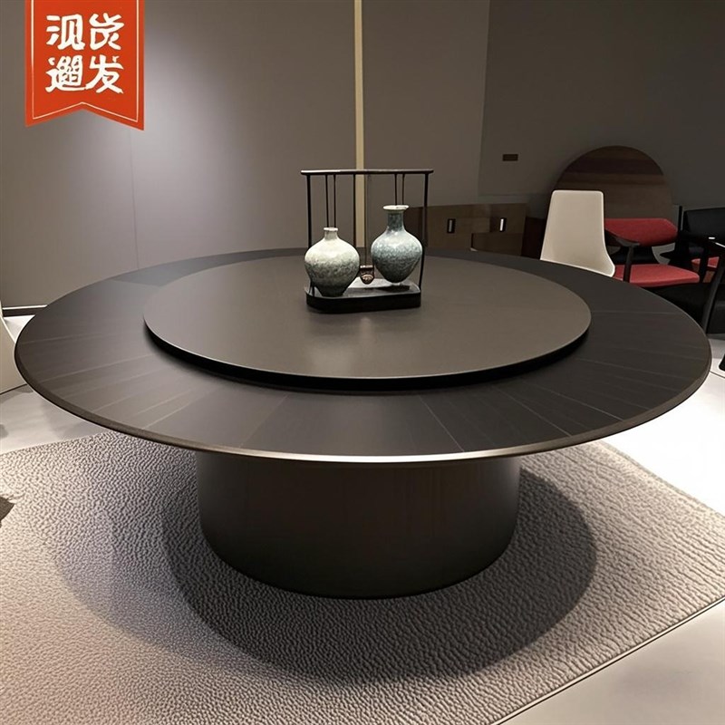 岩板台面定制餐桌岩板台面订制电视柜大理石台面木纹黑色岩板转盘