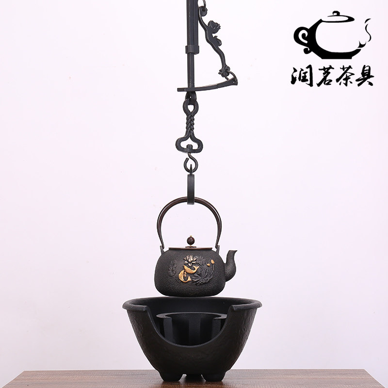 日式铁艺自在钩悬挂铁壶挂钩铸铁可调节自锁钩铜壶钩子挂茶壶挂钩