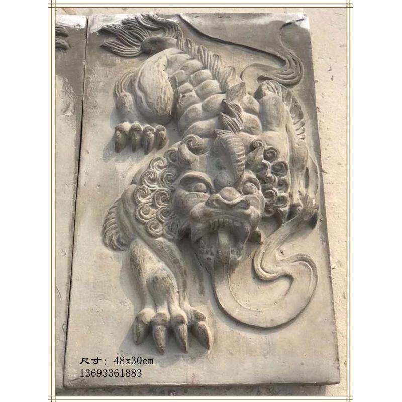 晋派古建筑青砖照壁山西貔貅背景墙浮雕挂件瑞兽家居仿古中式