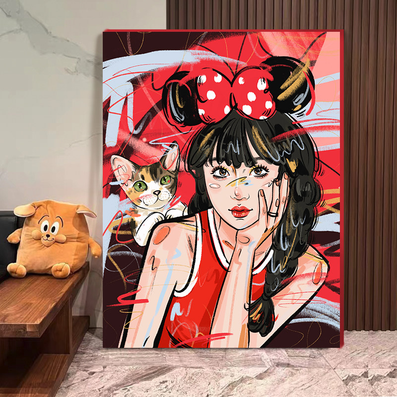 照片定制装饰画 艺术手绘情侣卡通头像 客厅生日礼物装饰画