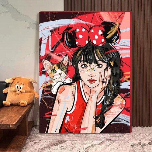 照片定制装饰画 艺术手绘情侣卡通头像 客厅生日礼物装饰画