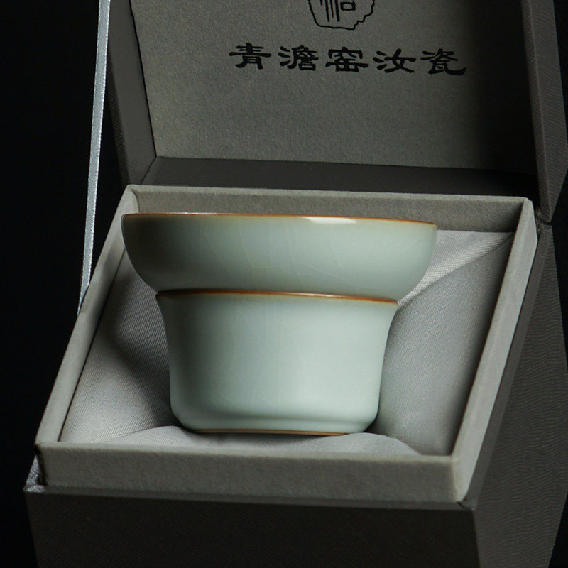 汝窑悠然茶漏茶滤套装景德镇陶瓷茶叶过滤网瓷器汝瓷茶具配件青瓷