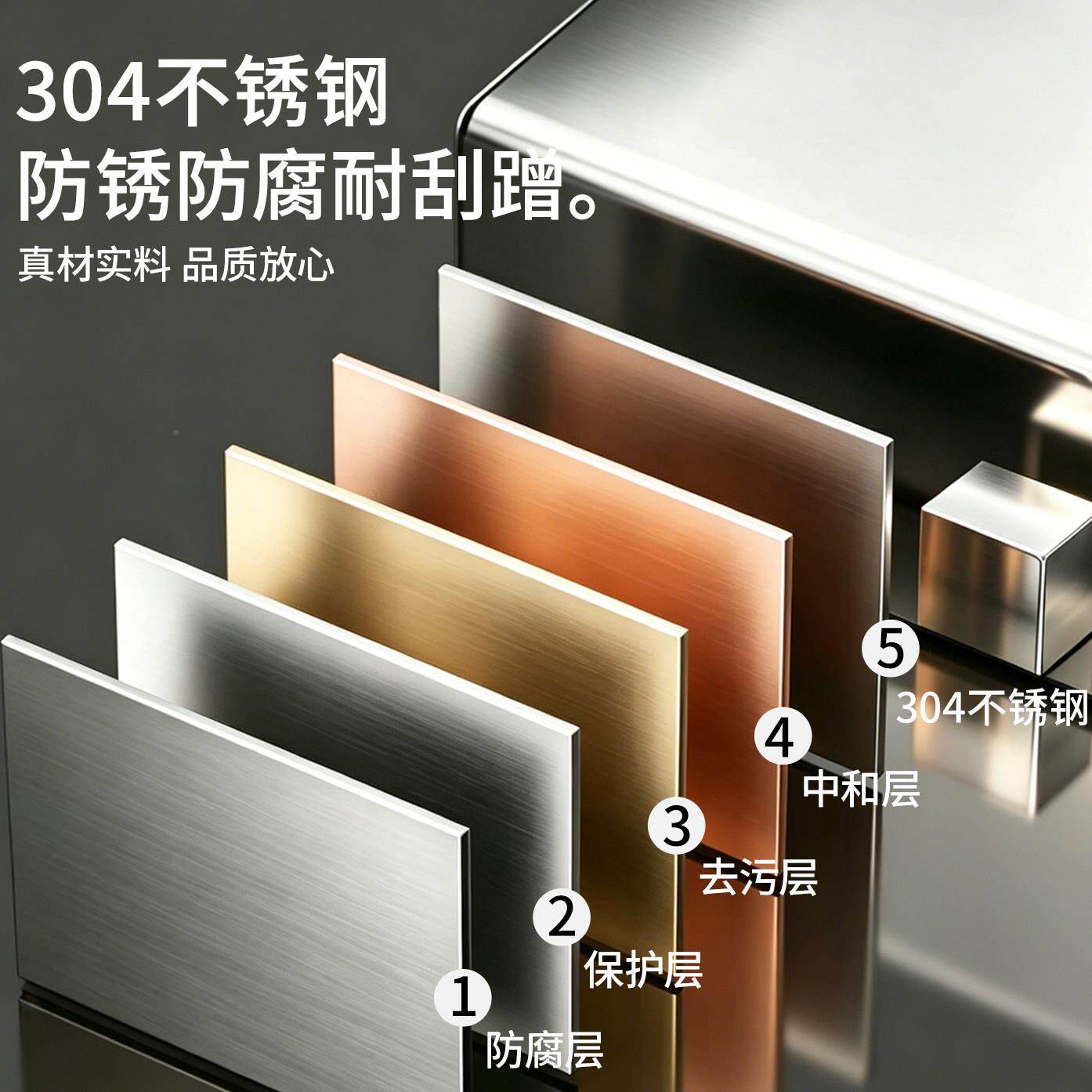 弗林斯Mmwdsnj厨房碗碟置收纳层不锈钢物架台面架款新多功能碗筷