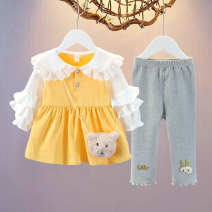 女宝宝春装洋气套装0-1岁2小孩春天衣服婴儿连衣裙女童可爱两件套